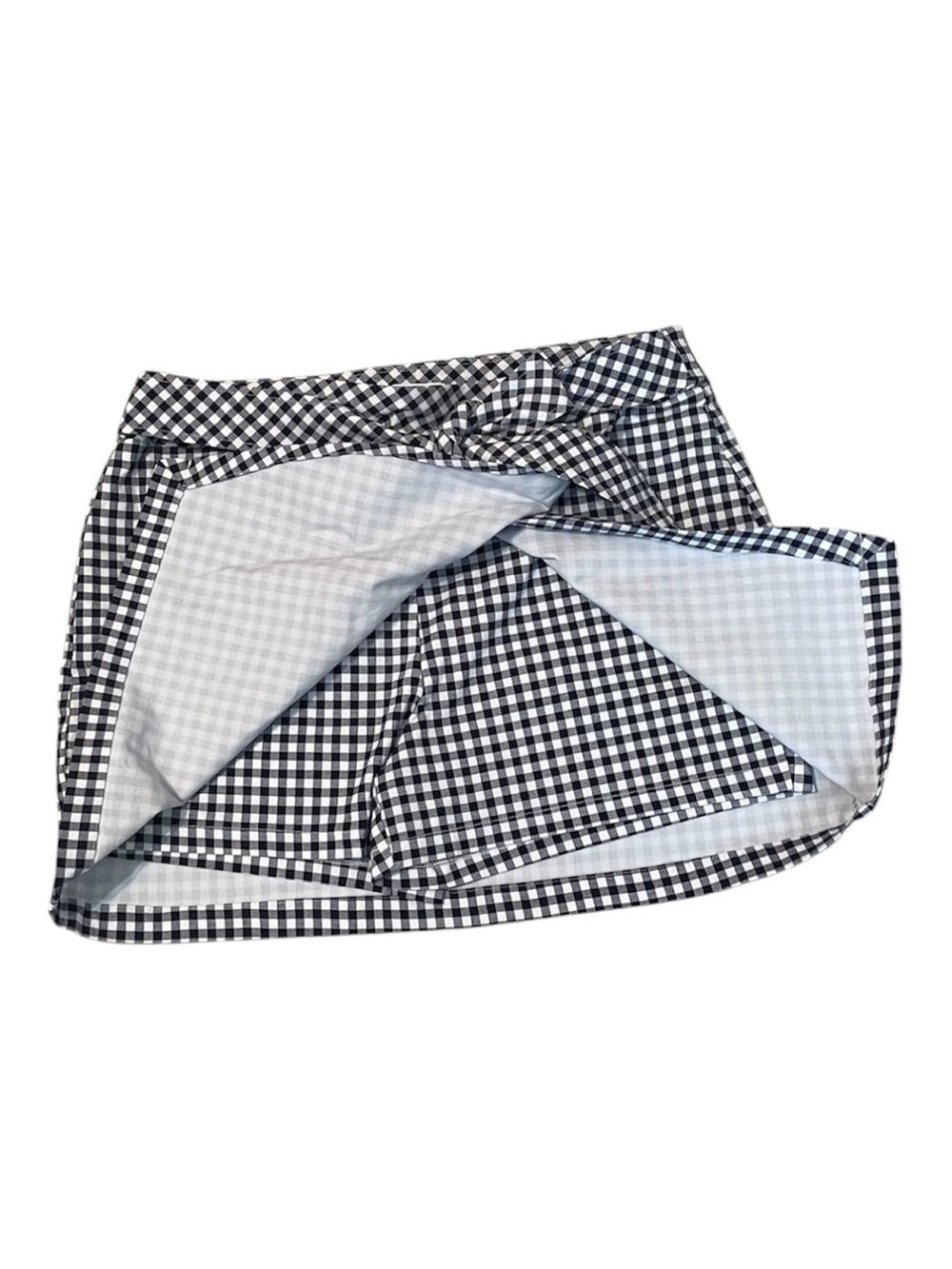 Crown & Ivy Black & White Gingham Tie-Front Mini Skort - Size 12 - Picture 5 of 5